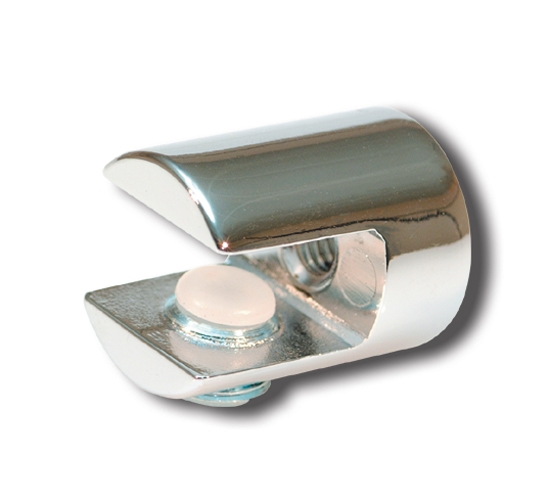 Glass shelf support, cylindric, 19 x 25 mm, chrome