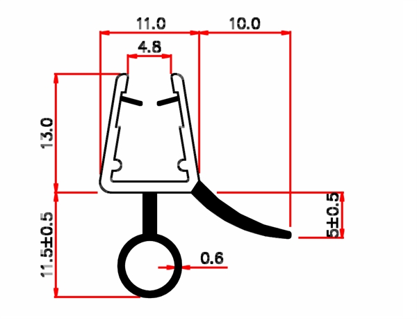 Wasserabweisprofil fr 6-8 mm