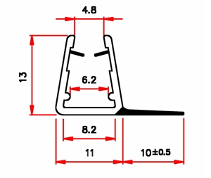 Dichtprofil f�r Schiebet�ren f�r 8 mm
